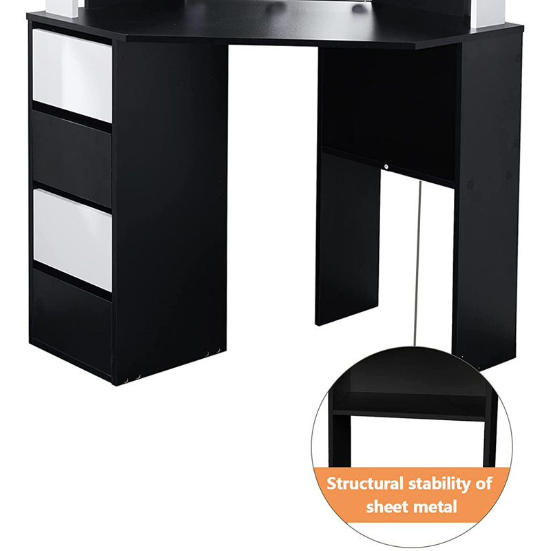 Latitude Run® 31.5'' Corner Makeup Vanity with Lighted Mirror Wayfair